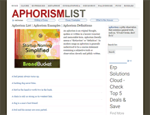 Tablet Screenshot of aphorismlist.com
